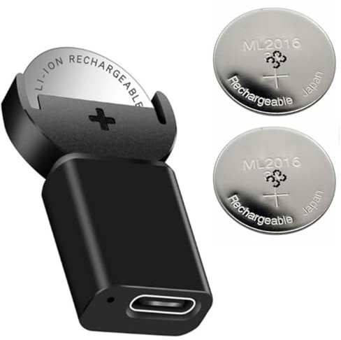 BenjiPower - Chargeur de Piles Bouton Rechargeable (Batterie) avec 2X ML2016 (remplace CR2016) USB Type C