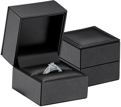 Premium Small Engagement & Wedding Ring Box - Soft Leather Jewelry Box - Ring Jewelry Case for Proposal - Ring Holder for Men & Women, Perfect for Wedding Day Gift - by Allure Pack