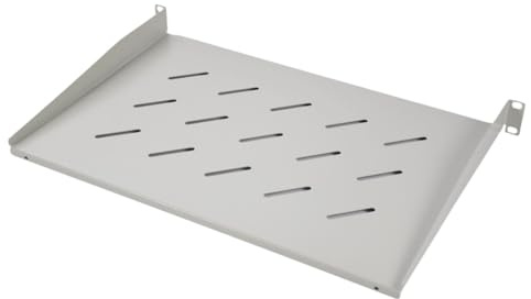 Koscom Connect Fachboden für Netzwerkschrank 19 Zoll I Server Rack Ablage | Ablagefach (BxTxH) 483x300x45 mm I 1 HE Einlegeboden zum Festeinbau ab 300 mm Tiefe I Traglast 25 kg (Grau)