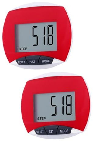 Kisangel 2stücke Multifunktionaler Schrittzähler Für Herren Und Damen Tragbarer Fitness Tracker Mit Kalorienmessung Und Großen Display Rot Für Lauftraining Und Fitness-Tracking