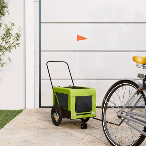 ZEYUAN Fahrradanhänger Hunde Grün und Schwarz Oxford-Gewebe & Eisen, Fahrrad Anhänger, Lastenanhänger, Handwagen, Fahrrad-lastenanhänger, Lastenfahrrad - 93934