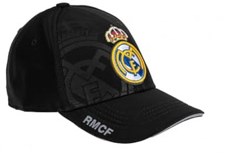 Real Madrid Gorra Color Negra con Escudo Color Bordado Adulto Ajustable Producto Oficial