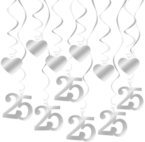 18 Pièces 25 Décorations de Mariage En Argent, Décoration de Tourbillon, Argent Guirlandes à Spirales, Suspendue Guirlandes Tourbillons Suspendus pour Mariage, Décoration d'Anniversaire