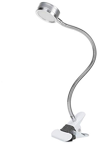 CHEOTIME Luce con morsetto, da lettura USB Temperatura di colore caldo freddo 360 Luce flessibile regolabile a collo di cigno con clip per testiera del letto Scrivania(Argento)