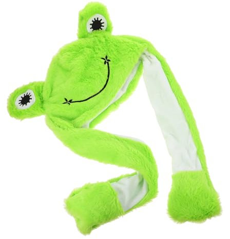 LALADEFIEE Froschhut Plüsch Ohrenhut Mit Beweglichen Ohren Froschkopfbedeckung Cartoonhut Für Party Kostüm Cosplay Für Erwachsene Jugendliche