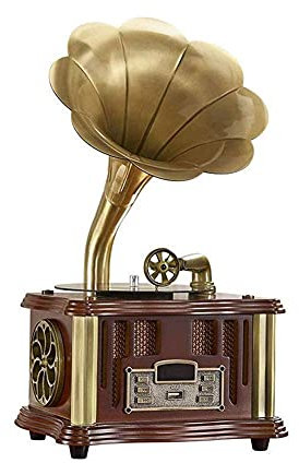 CNBYDK Tocadiscos, gramófono, fonógrafo Tocadiscos Altavoz inalámbrico, con Entrada Auxiliar, Radio FM, Puerto para Unidad Flash, gramófono