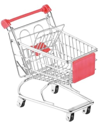 SiaBiced Einkaufswagen für Kinder, Kinder Schiebewagen, Spielzeug Ornament, Kreatives Aufbewahrungsspielzeug, Make Up Halter, Rollenspiel, Lebensmittelspielzeu, Rot