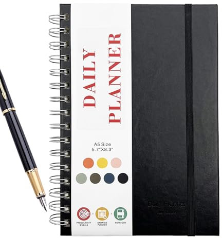 Planificador diario sin fechar, cuaderno de listas de tareas. Diario de entrenamiento con tapa dura sin fecha. Cuaderno de registro de fitness de tapa dura, rastreador de hábitos, útiles escolares,