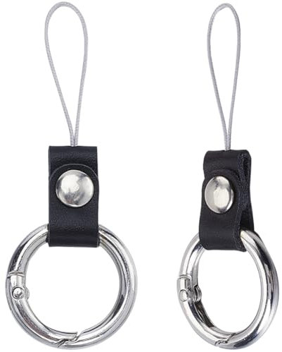 GORGECRAFT 2 pièce de Lanière de Téléphone en Cuir Noir Porte Clés Porte Clés avec Sangle Courte Béquille pour Petits Appareils Électroniques Clé USB Lecteur MP3 clés Carte D'Identité