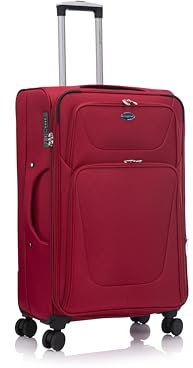 Aerostar Large 29” Lightweight Softshell Expandable Suitcase, Integrated Combination Lock, 4 Wheels Check in Luggage for 23kg (Chestnut Red, 112 litres)
