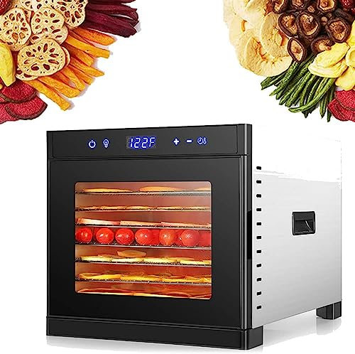 IUBGFTO Food Dehydrator Machine, Commercial Fruit Food Dryer Dehydrator with 6/8 Trays, Adjustable Timer and Temperature Control, Electric Food Dehydrator for Beef Jerky, Fruits, Vegetables (8layers)