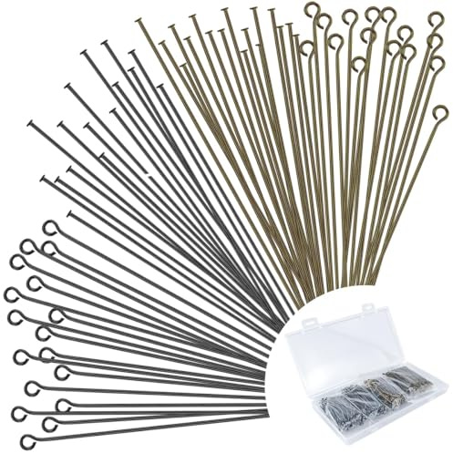 Lot de 600 épingles à tête plate de 5,1 cm pour la fabrication de bijoux et loisirs créatifs, en bronze et noir, pour loisirs créatifs, boucles d'oreilles, bracelets, colliers, pendentifs
