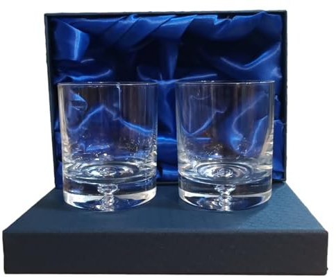 County Engraving Personalised Crystalite Whisky Glass Gift Set with 2 Tumblers (250ml Bubble Base)