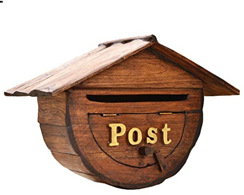 ZLSNOBLE Cassetta Postale in Legno da Parete Scatola Portaoggetti D'arredo retrò Antipioggia Adatta per Ricevere Posta all'Ingresso della Garden Villa Company