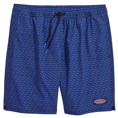 vineyard vines Men's 7 Printed Chappy Trunks, Nautical Navy Puzzle, Large
