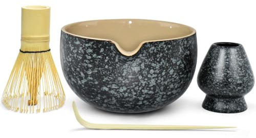 Artcome Vintage Matcha Tea Set – 20.2oz Handmade Matcha Bowl with Pouring Spout, Bamboo Whisk, Whisk Holder, Tea Scoop & Matcha Tea Manual–Ideal for Traditional Japanese Tea Ceremony and Daily Rituals