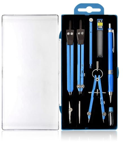 Geometrie Set, Premium Zirkel-Set Geometrieset, Schnellverstellzirkel 9-teiliges Schulset, Professioneller Mathematik Geometrie-Sets für Kinder Zeichenkompass Sets Mathe Zeichenteiler Werkzeugsatz