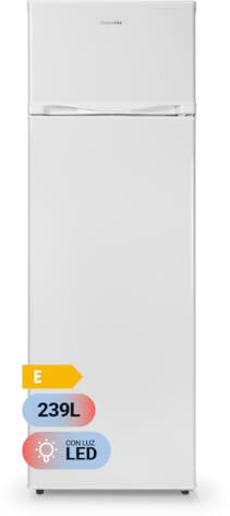 UNIVERSALBLUE Frigorífico Doble Puerta 239 L | Refrigerado Blanco de 160 cm con Luz LED | Frigo 166L + 60L Congelador | Nevera Puerta Reversible | ENVÍO + SUBIDA A PLANTA INCLUIDO