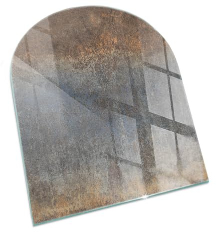 Kamin Bodenplatte 80x70 cm Schutz vor Glut Bodenbelag Sicherungsblech Rundbogen Herdboden Spritzwasserschutz Schutz vor Schäden Polierte Kanten Wohnzimmer - Abstraktes Strukturmuster