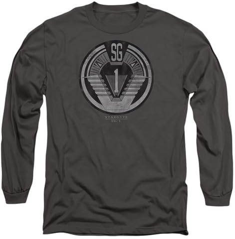 Cotton Soul Stargate Sg-1 Team Badge Unisex Long Sleeve T Shirt, Charcoal