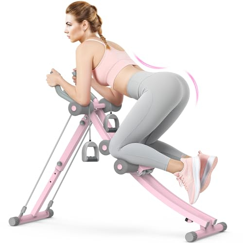 GIKPAL Ab Machine Workout Equipment, Adjustable Trainer Machine for Stomach Workout at Home Gym, Foldable, Knee Protection, Abdominal Exercise Equipment for Begginer