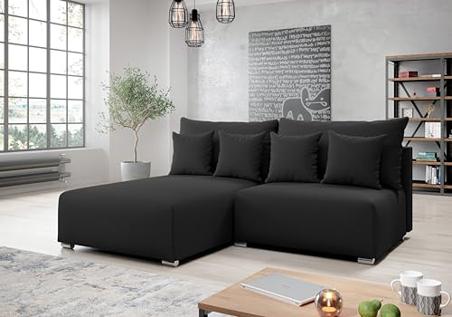 AXLIVING Ecksofa mit Schlaffunktion Ederra 208 cm breit – dunkelgrau L