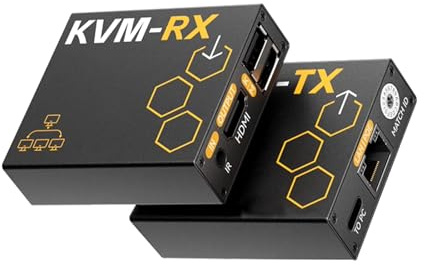 WayPonDEV KVM-RX KVM-TX HDMI Cavo Extender, un punto per l'invio di molti punti per la ricezione, distanza di trasmissione RJ45 1080P POE, per telecomando e trasmissione remota (KVM-TX)