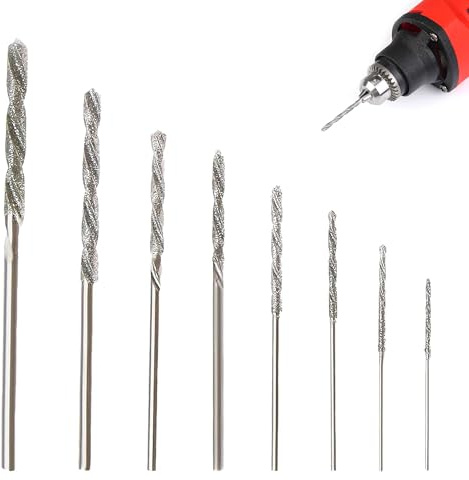 8 Stück Diamantbohrer Set, Diamantbohrer Diamant Bohrer, Größen von 0.8mm bis 3.0mm, Präziser Diamant Bohrer Fliesen für Glas, Keramik, Muscheln, Metall und Jade