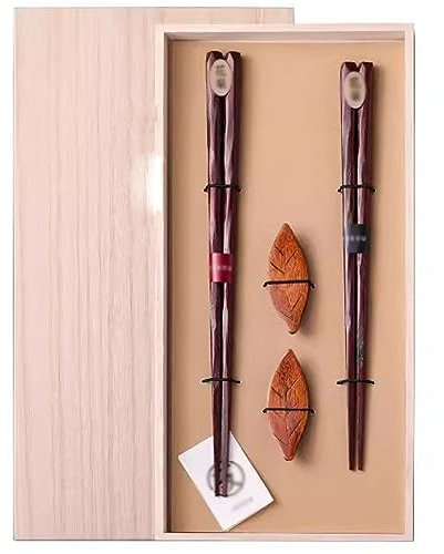 palillos coreanos palillos sushi Palillos domésticos de estilo japonés para parejas, caja de regalo de palillos personalizados antideslizantes(Color:H,Size:)