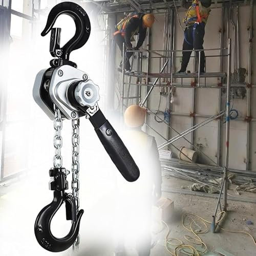QYLTTDM Aluminum Alloy Hand Chain Hoist, Chain Puller Block Fall Chain Hoist, 0.25/0.5/0.75/1.5t/3t 1.5m/2.5M/6M Manual Chain Hoist, With Manganese Steel Chain and Hook, for Lifting and Pulling