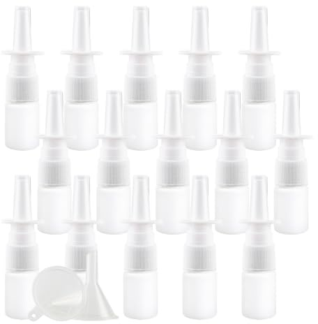 PQPAUTY 50 Pezzi Flacone Spray Nasale 5ml Bianco, Spray Nasale Vuota in Plastica Riutilizzabile, Mini Nebulizzatore Spray Nasale per Uso Domestico e in Viaggio, Oli Essenziali, Soluzione Salina