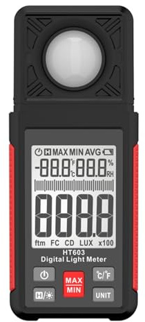 Luxmetro Digitale HT603 Misuratore Di Luminosità Digitale Da 200.000 Lux Con Misuratore Di Umidità E Temperatura Ambientale Multifunzione