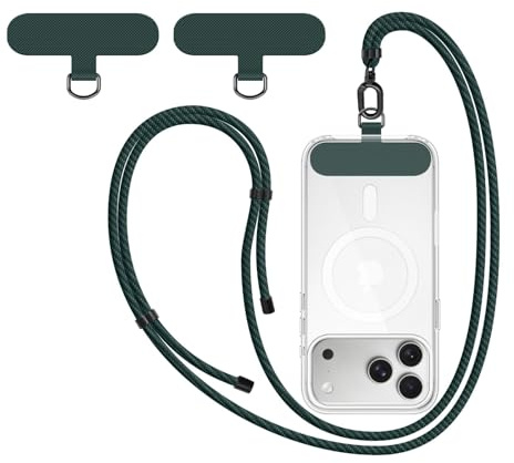 New&Teck Cordon Téléphone Portable avec 2 Patchs, Lanière de Téléphone 1m60 Résistant, Ajustable, Elégant compatible avec tous les Smartphones