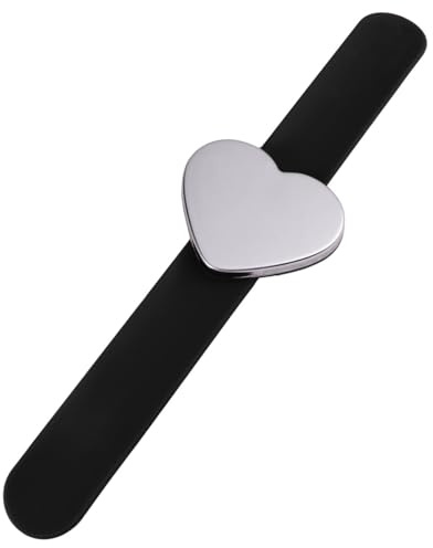 FRCOLOR Braccialetto Schiaffo in Silicone Nero a Forma Di Cuore Cinturino Da Polso Resistente Per Ragazzo Ragazza Uso Quotidiano Decorazione a Mano Facile Da Indossare e Rimuovere