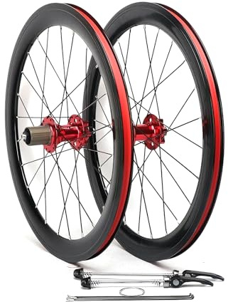BMX-Laufradsatz 20 Zoll 451mm Schnellspanner Vorne 9 X 100mm Hinten 10 X 135mm Faltradfelgen Scheibenbremse 24H Naben Für 8/9/10/11-Gang-Kassette(Red)