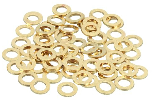 QUARKZMAN 70 Pz Rondelle Piatte Ottone M5, Kit Di Rondelle Schiacciate In Rame Per Bulloni Viti Riparazioni Meccaniche e Outdoor, 5mm×9mm×1mm(ID×OD×Spessore)