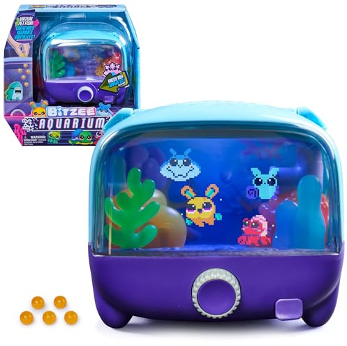 Bitzee Aquarium Interactive Fish Tank Toy & Digital Pet, Ages 5+ | Nurture 30 Virtual Fish, Reacts to Touch, Customize with LED Lights, Screen-Free Responsive Play, Birthday Gift for Kids