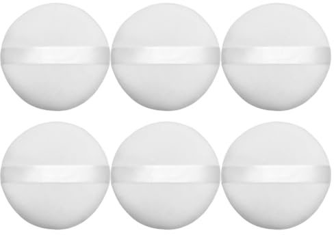 DECHOUS 6 Stück-Packung Kosmetikpuderquasten Runde Kleine Puderquaste Make Up Werkzeug für Mädchen Plüsch aus Baumwollwatte und Schwamm Tragbar