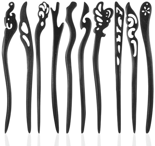 10 Pcs Vintage Hair Chopsticks, Wooden Hair Sticks for Women Japanese Hair Chopsticks Elegant Chinese Chignon Hair Pin Long Hairs Sticks for Handmade Buns Hanfu Pins for Girls Women