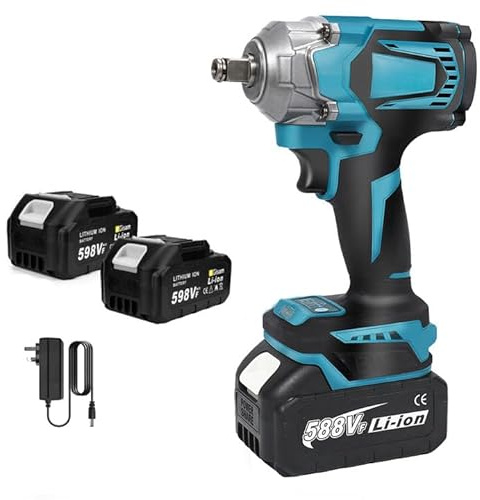 Qbiower Cordless Impact Wrench, 1/2 Brushless Power Impact Gun, 1200N.m Max Torque, Variable Speed Electric Wrench with LED Light, Tungsten Steel Shaft for Car, Construction & Home Use