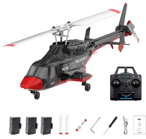 NULA RC ERA A61 Air-Wolf RC Hubschrauber mit Start/Landung Per Tastendruck, 1/52 Single Rotor 2.4G 4CH Helikopter Flugzeug Höhenhaltung Optische Flusspositionierung Für Erwachsene