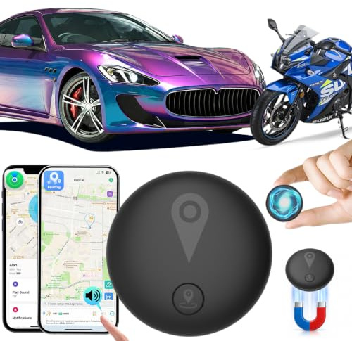 Traceur GPS Voiture,Magnétique Smart Tag Tracker,Traceur caché localisateur,Traceur sans Abonnement,Étanche IP68(Compatible avec iOS et Android) pour Véhicules/clés/Moto/Bagage/Enfant/Wallet