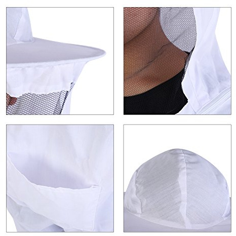 AUNMAS Costume d'apiculteur en Tissu Lavable, Vêtements de Protection pour l'apiculture avec Voile en Filet Noir, Poignets et Taille élastiqués, Veste à Capuche et Pantalon pour les Travailleurs du