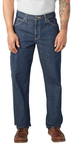 Dickies Men's Relaxed Fit Carpenter Jean, Stone Washed Indigo Blue, 44W x 34L