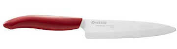 Kyocera FK-130-WH RD - Coltello Universale con Manico ergonomico e Lama in Ceramica, 13 cm, Colore: Rosso