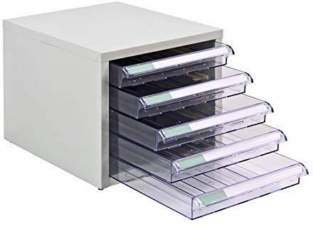 ADB Schubladencontainer Schubladenschrank Schubladen-Box Büro, 5 Schubladen, SC5, Metall, 206x280x350 mm, Werkstatt Organizer, Office, Schreibtisch