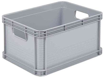 6 x 20 Litres Robusto Industrial Plastic Stacking Euro Storage Containers Boxes Crates GREY