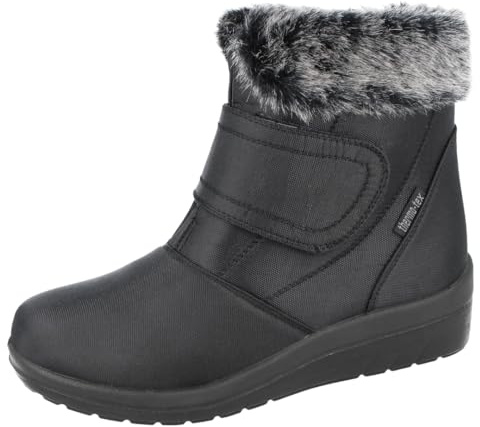 Cushion Walk Thermo-Tex Fur Lined Womens Snow Boots Ladies Snug Warm Fashion Ankle Boots Size 3-8 (6 UK / 39 EU, Black)