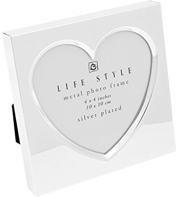 Brillibrum Design Bilderrahmen Herz Fotorahmen versilbert Herzform Fotoformat 10x10 Liebesgeschenk Hochzeits Bild Herz-Rahmen