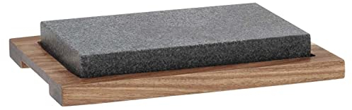 kela Heißer Stein mit Servierplatte, Steingrill, Lavastein Steakbrett 24 x 16 x 4 cm, Hot Stone Grill, COUNTRY
